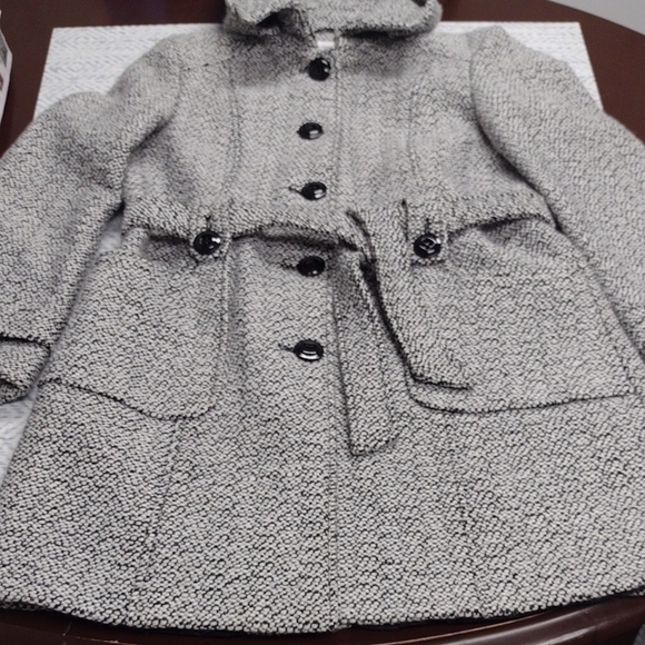 Liz Claiborne Gray Hooded Trench Coat 43%Polyester 39%Wool 6%Rayon - Picture 9 of 16